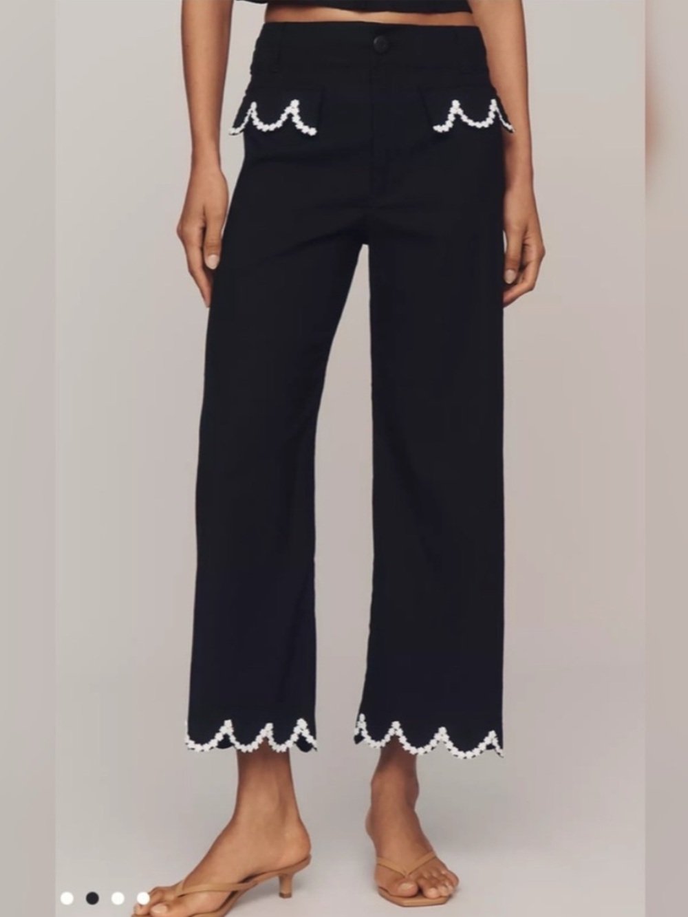 Maeve The Colette Scalloped Crop Wide-Leg Pants